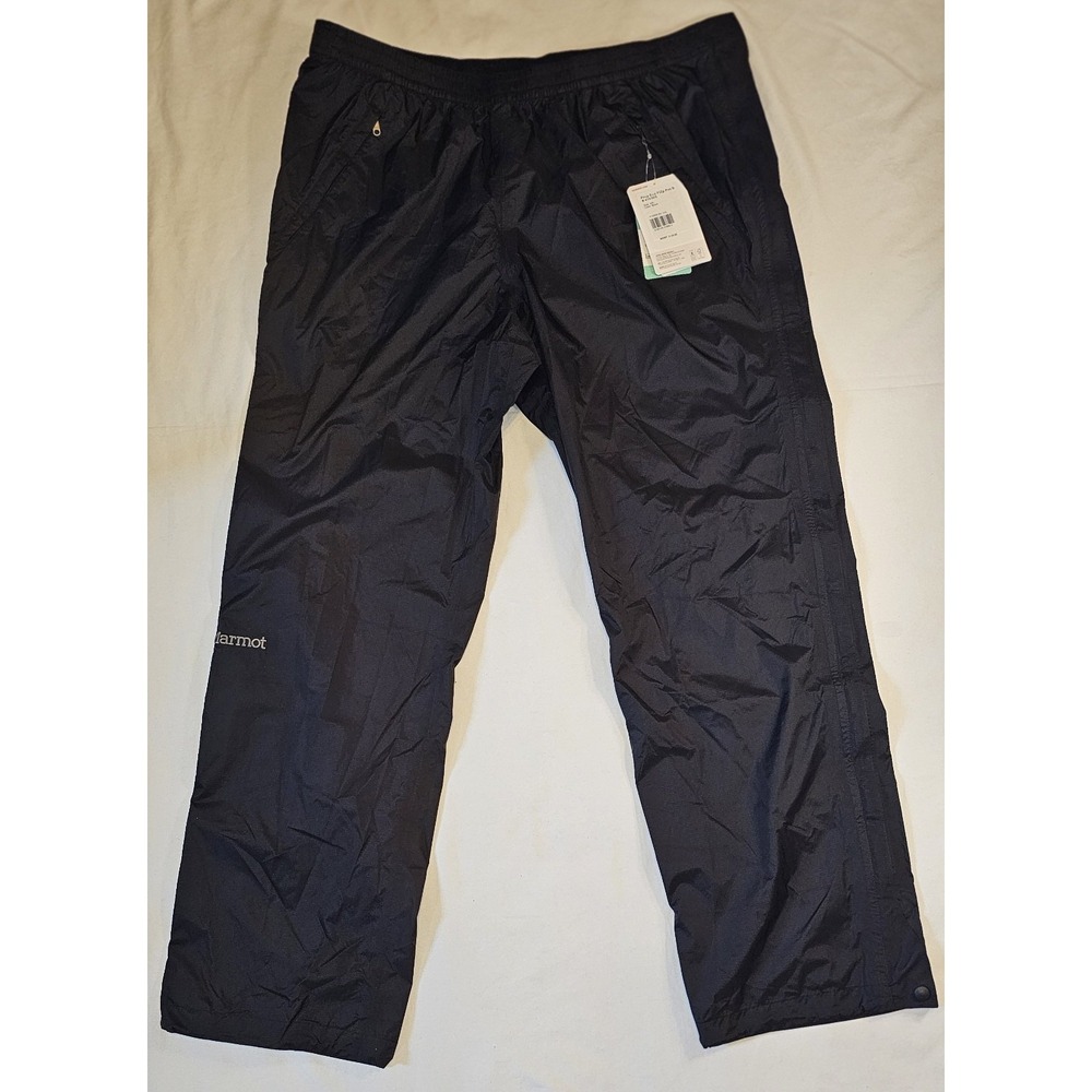 NWT Marmot Mens Water Proof Prcp Eco Full 2way Side Zip Pants 2xl Pockets Black